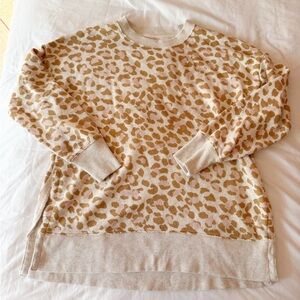 Aerie Cheetah Print Oversized Crewneck Sweatshirt Size XS